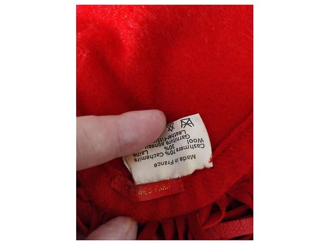 Poncho Hermès Arancione in Cashmere e Lana - vista 2