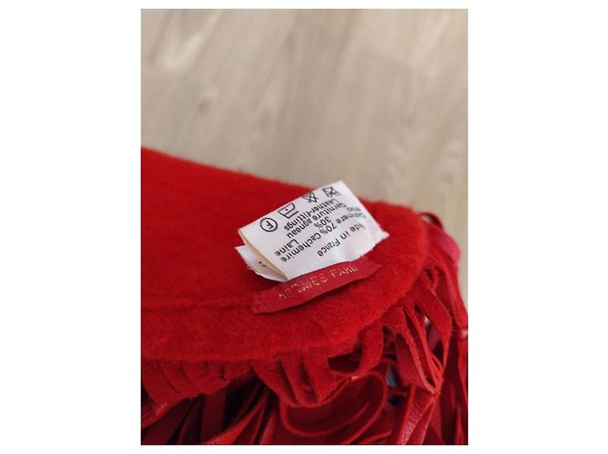 Poncho Hermès Arancione in Cashmere e Lana - vista 4