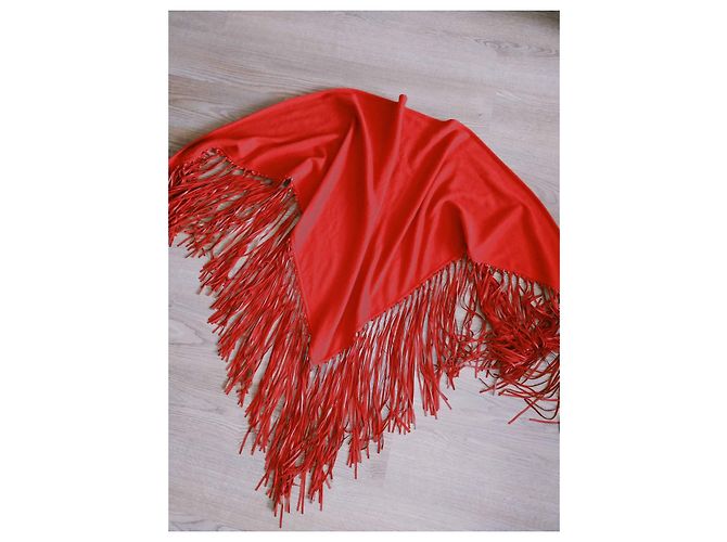 Poncho Hermès Arancione in Cashmere e Lana - vista 5