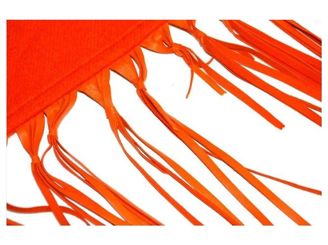 Poncho Hermès Arancione in Cashmere e Lana - vista 7