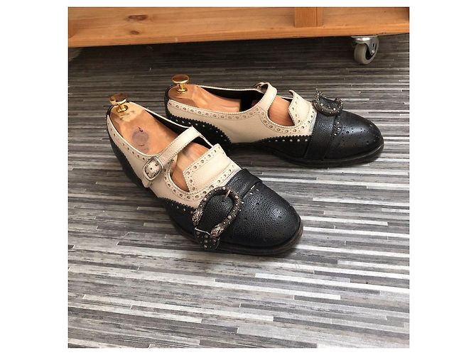 Derbies Queercore de Gucci Noir Multicolore Beige Crème Blanc cassé Bijouterie argentée - vue 2
