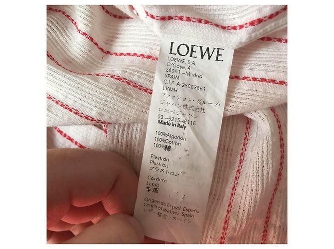 Camicia Loewe oversize asimmetrica in cotone a righe e pelle Nero Rosso Multicolore Crudo Crema Bianco sporco - vista 5