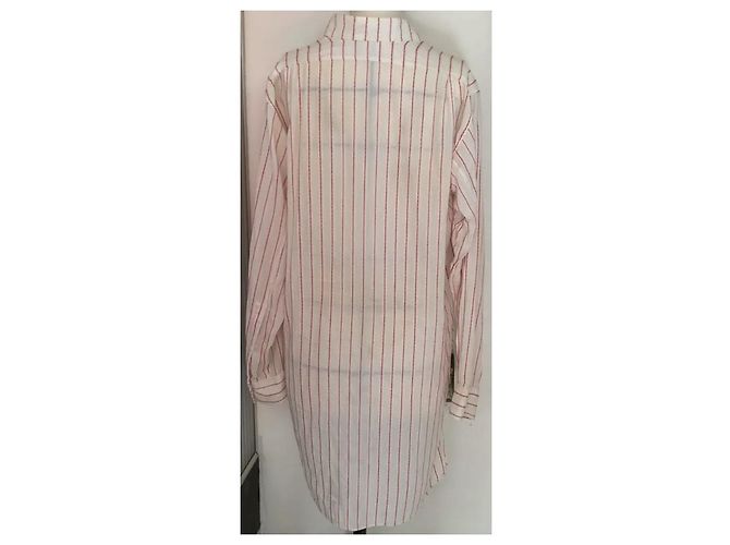 Camicia Loewe oversize asimmetrica in cotone a righe e pelle Nero Rosso Multicolore Crudo Crema Bianco sporco - vista 6