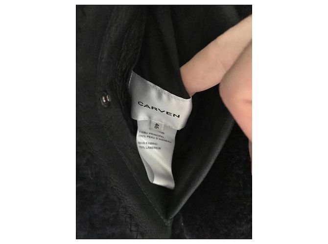 Chaqueta bomber de piel de oveja Carven Negro Azul Multicolor Gris antracita Azul marino Azul oscuro - vista 3