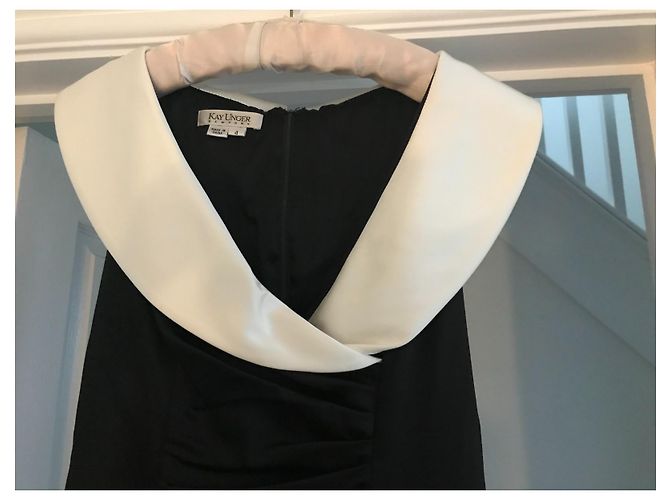 Abito Kay Unger nero e bianco in nylon - vista 4