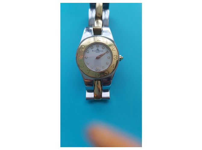 Autre Marque Relógio Baume & Mercier Linea Quartz aço e ouro com diamante - vista 5