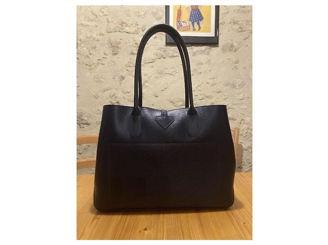 Marineblaue Longchamp Roseau Tasche - Ansicht 2