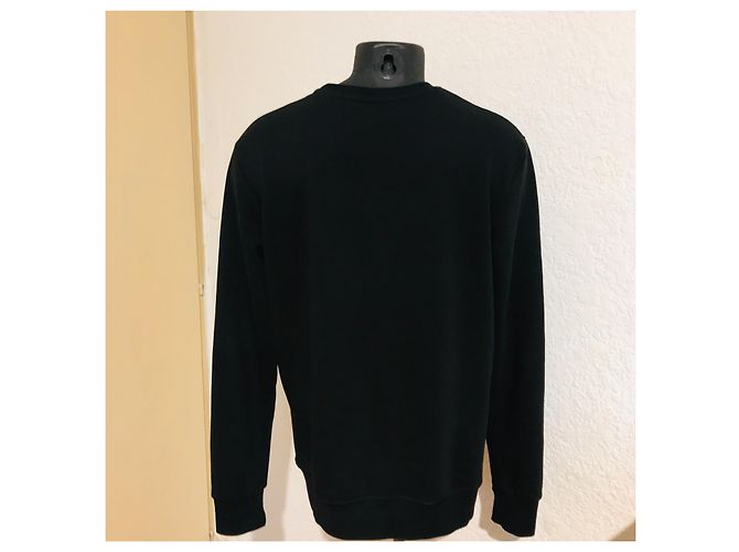 Pull Prada noir en coton avec bande rouge - vue 3