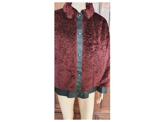Autre Marque Maison Père Manifique Pelzjacke Dunkelrot M - Ansicht 5
