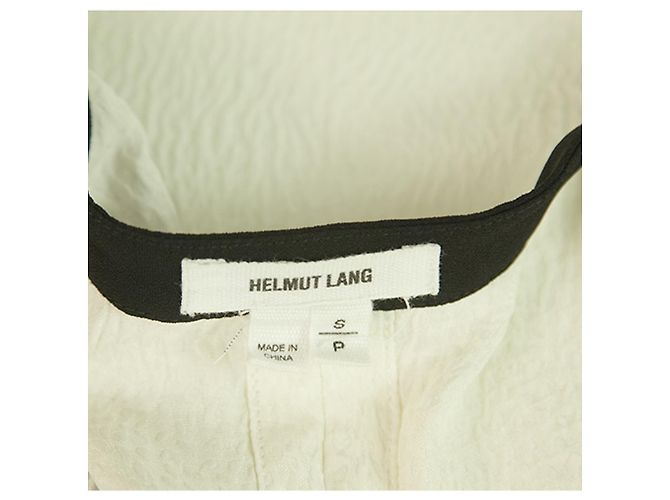 Helmut Lang Ivory & Black Long Silk Blouse Sleeveless Top Front Zip Size S/P White - view 3