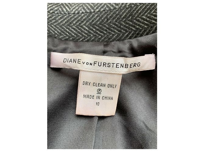 Diane Von Furstenberg Chaqueta DvF Herringbone Tweed Georgica Gris - vista 2