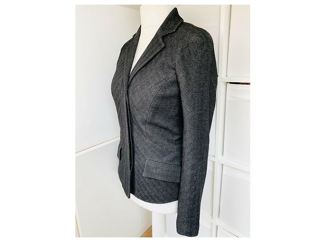 Diane Von Furstenberg Chaqueta DvF Herringbone Tweed Georgica Gris - vista 4