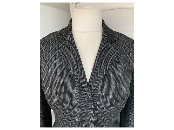 Diane Von Furstenberg Chaqueta DvF Herringbone Tweed Georgica Gris - vista 5