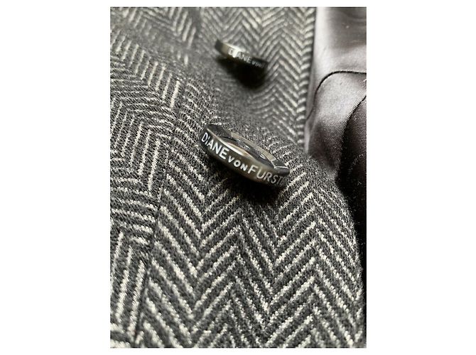 Diane Von Furstenberg Chaqueta DvF Herringbone Tweed Georgica Gris - vista 6