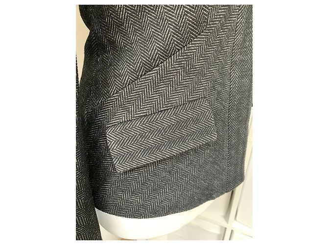 Diane Von Furstenberg Chaqueta DvF Herringbone Tweed Georgica Gris - vista 7