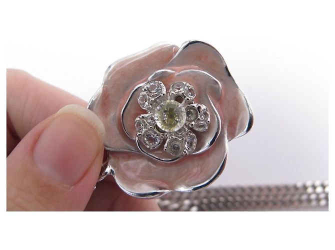 CINTURÓN CADENA CHANEL CAMELIA 75 a 85 CINTURÓN CADENA STRASS METAL PLATA CM - vista 6
