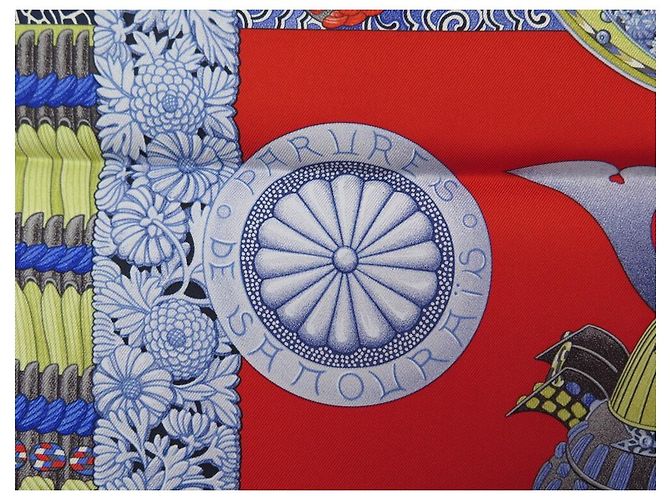 Hermès RARO NUOVO SCIARPA HERMES PARURES DES SAMOURAIS H003071S14 ALINE HONORE SETA BLU - vista 3