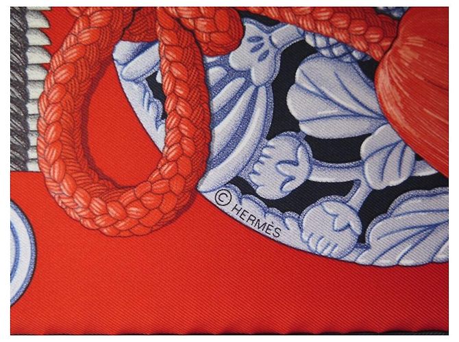 Hermès RARO NUOVO SCIARPA HERMES PARURES DES SAMOURAIS H003071S14 ALINE HONORE SETA BLU - vista 4