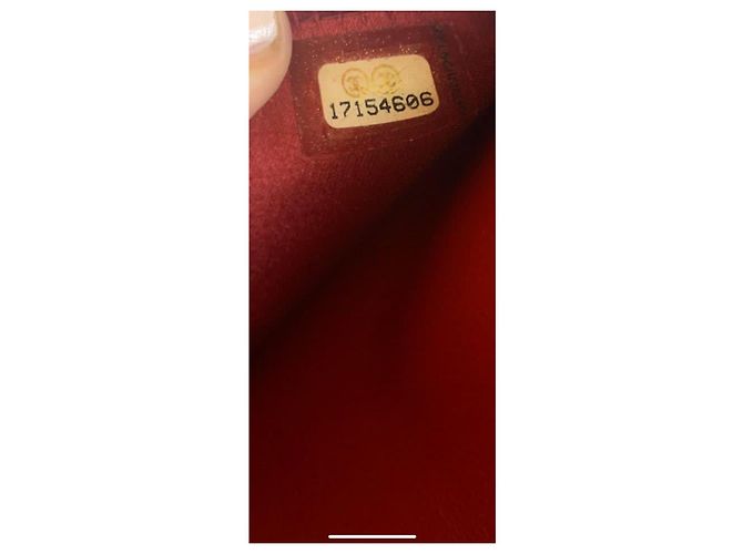 Wallet On Chain Pochette Chanel WOC Camellia en cuir rouge foncé Bordeaux - vue 6