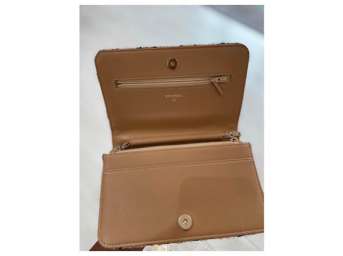 Portafoglio su Chain Chanel Beige - vista 4