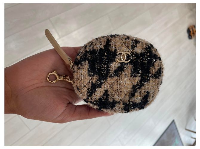 Portafoglio su Chain Chanel Beige - vista 6