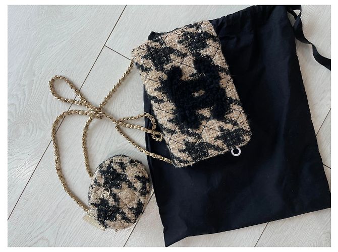 Portafoglio su Chain Chanel Beige - vista 7
