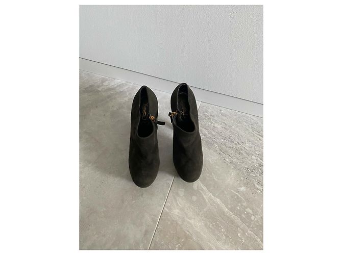 Yves Saint Laurent Botines de plataforma de tacón alto YSL Caqui - vista 3
