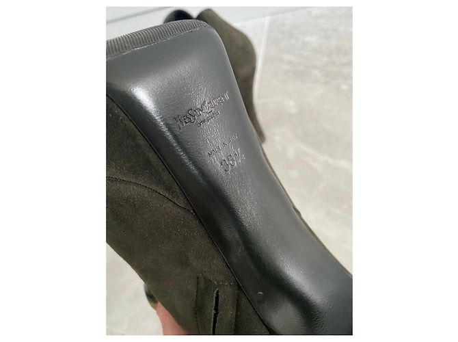 Yves Saint Laurent Botines de plataforma de tacón alto YSL Caqui - vista 5