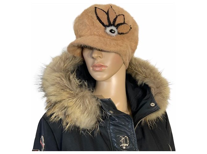Autre Marque Cappello invernale in pelliccia di coniglio beige - vista 2