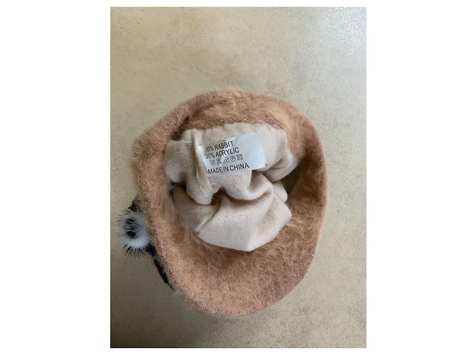 Autre Marque Cappello invernale in pelliccia di coniglio beige - vista 4