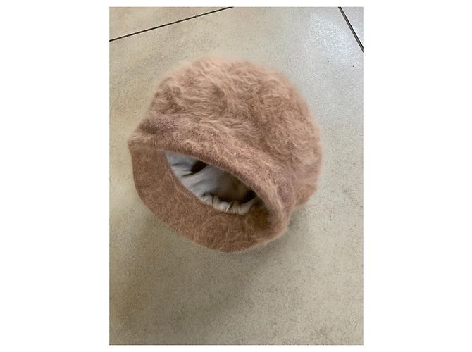 Autre Marque Cappello invernale in pelliccia di coniglio beige - vista 5