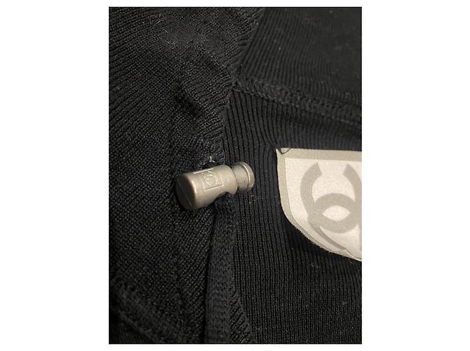 Chanel Kapuzenstrickjacke schwarz weiß aus Baumwolle - Ansicht 5