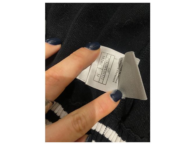 Chanel Kapuzenstrickjacke schwarz weiß aus Baumwolle - Ansicht 6