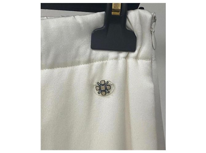 Blusa Calça Chanel Ivory Silk Gripoix Terno Bege - vista 5