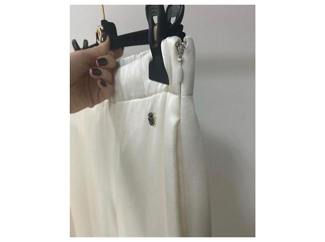 Blusa Calça Chanel Ivory Silk Gripoix Terno Bege - vista 8