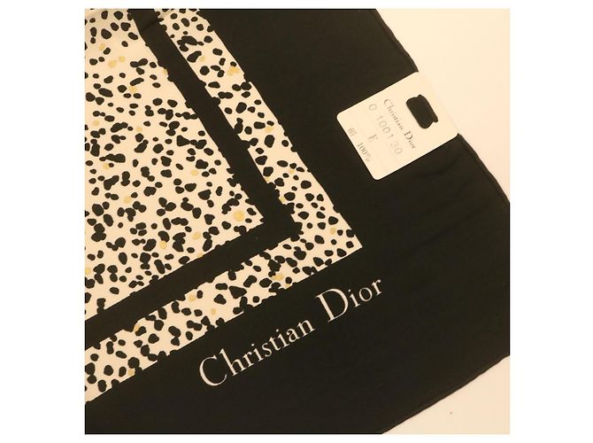 Christian Dior Sciarpa Seta Nera Autentica 24729 - vista 6