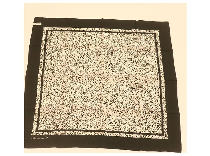 Christian Dior Sciarpa Seta Nera Autentica 24729 - vista 7