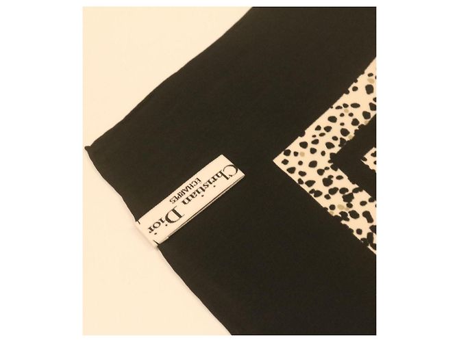 Christian Dior Sciarpa Seta Nera Autentica 24729 - vista 8