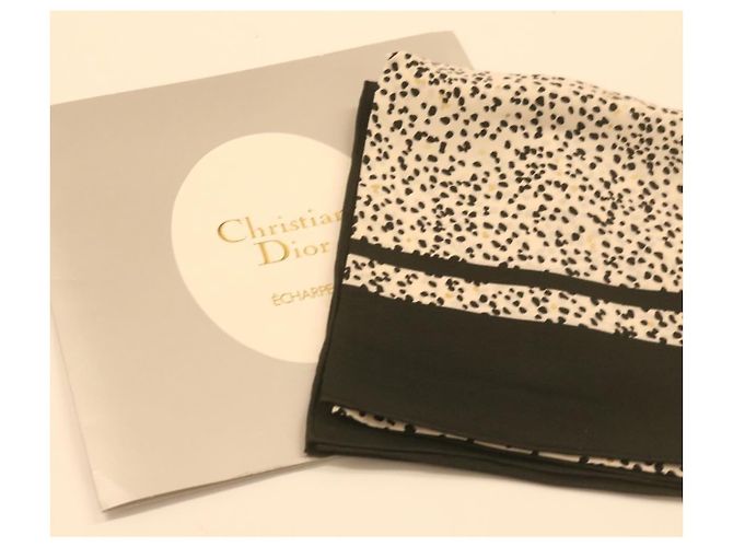 Christian Dior Sciarpa Seta Nera Autentica 24729 - vista 9