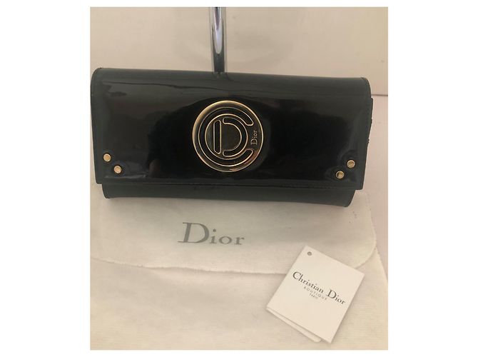 Dior Black Patent Leather Wallet Gold Hardware - view 2