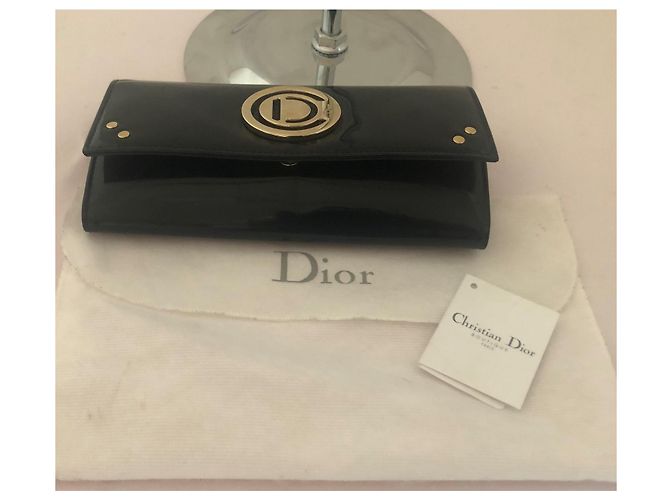 Dior Black Patent Leather Wallet Gold Hardware - view 4