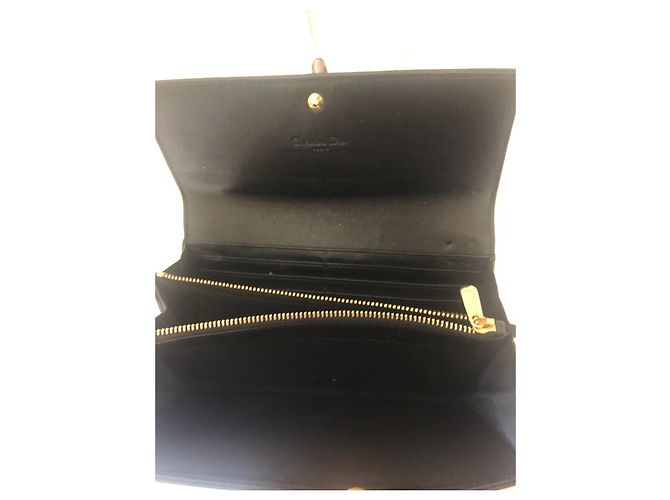 Dior Black Patent Leather Wallet Gold Hardware - view 6