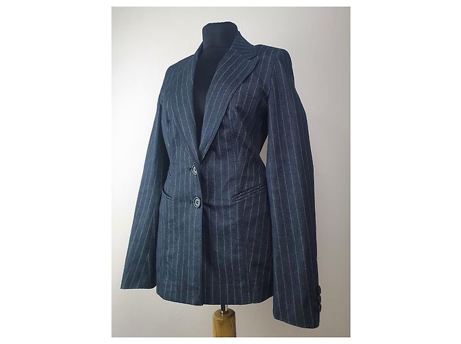 Patrizia Pepe Blazer Gestreift Dunkelblau - Ansicht 2