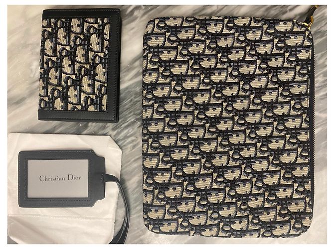 Bolsa de viagem Christian Dior Oblique azul marinho em tecido - vista 2