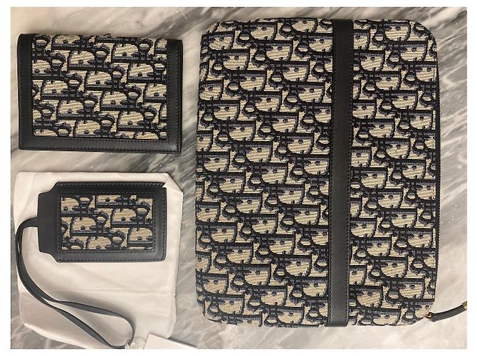 Bolsa de viagem Christian Dior Oblique azul marinho em tecido - vista 4