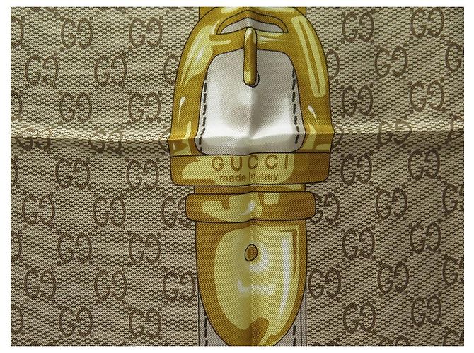 sciarpa gucci nuova 1875 MONOGRAMMA QUADRATO IN SETA MARRONE GG 70 Nuova sciarpa - vista 3