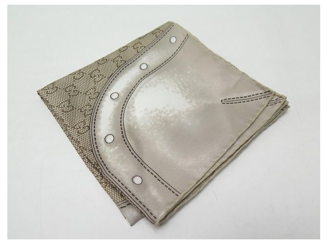 sciarpa gucci nuova 1875 MONOGRAMMA QUADRATO IN SETA MARRONE GG 70 Nuova sciarpa - vista 4