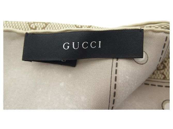 sciarpa gucci nuova 1875 MONOGRAMMA QUADRATO IN SETA MARRONE GG 70 Nuova sciarpa - vista 6