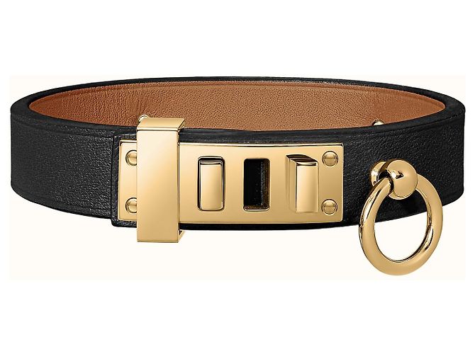 Hermès PULSERA HERMES CUIR MINI PERRO PLACA VEAU SWIFT Negro - vista 3