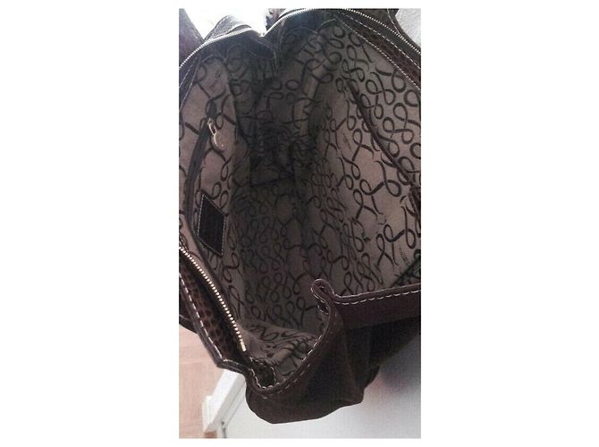 Lancel Borsa a mano in crosta di vitello stile coccodrillo. Marrone scuro - vista 4